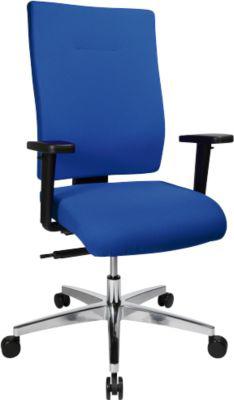 Bürostuhl PROFI STAR 15 high, mit Armlehnen, Synchronmechanik, Flachsitz, für große Menschen, blau/alusilber
