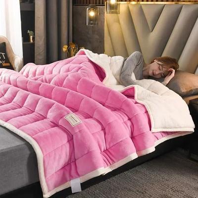 Uplifted Goods Luxury Flannel Fleece Blanket With Lambs Wool Lining d 71x79 In