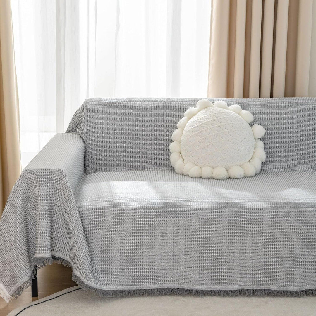 Bloomsbury Market Box Cushion Sofa Slipcover Grey 180cm H X 340cm W X 1cm D