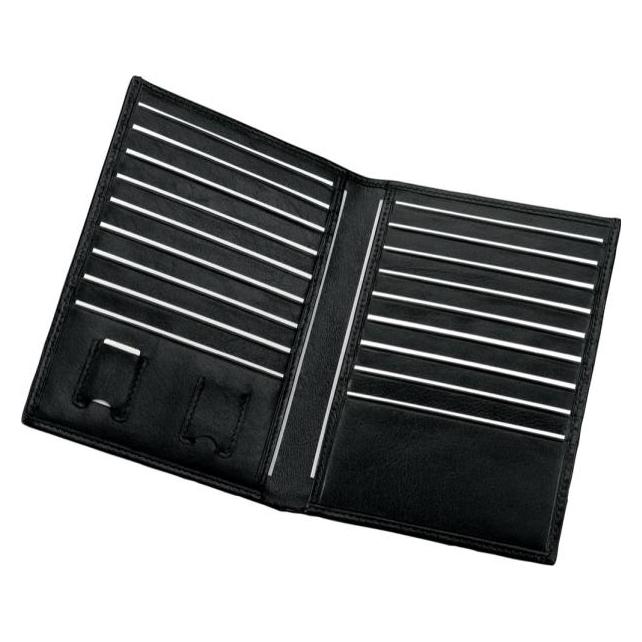 Jüscha Visitenkarten-/Kreditkarten-Etui, Leder, schwarz mit 18 Visiten-/Kreditkartenfächern, zwei E (42004)