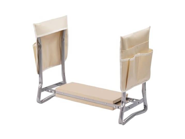 Relaxdays Banc à Genoux Pliable rembourré\, avec Poches\, 2 en 1 Aide-Genoux & siège\, jusqu'à 150 kg\, Beige