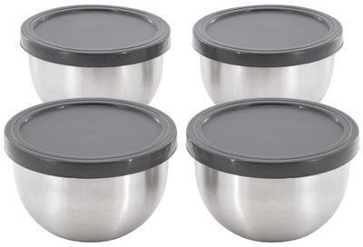 Oster 4 Piece 3.2 Inch Stainless Steel Mini Bowl Set with Lids