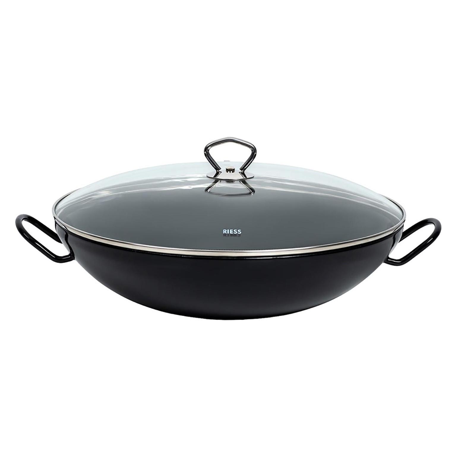 Riess WOK m.Glasdeckel 36cm (Wok Pfanne, Emaille, 36 x 16.50 cm) (0385-022)