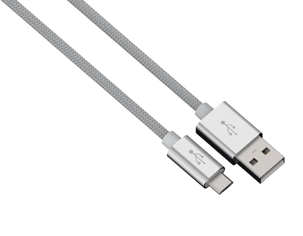 Hama Color Line Micro-USB oplaad- en datakabel, aluminium, zilver, 0,5 meter