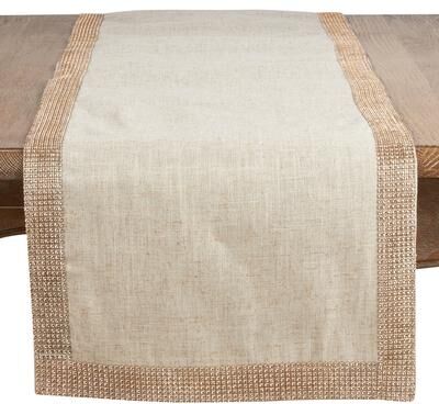 Saro Lifestyle Linen Blend Runner With Studded Borders