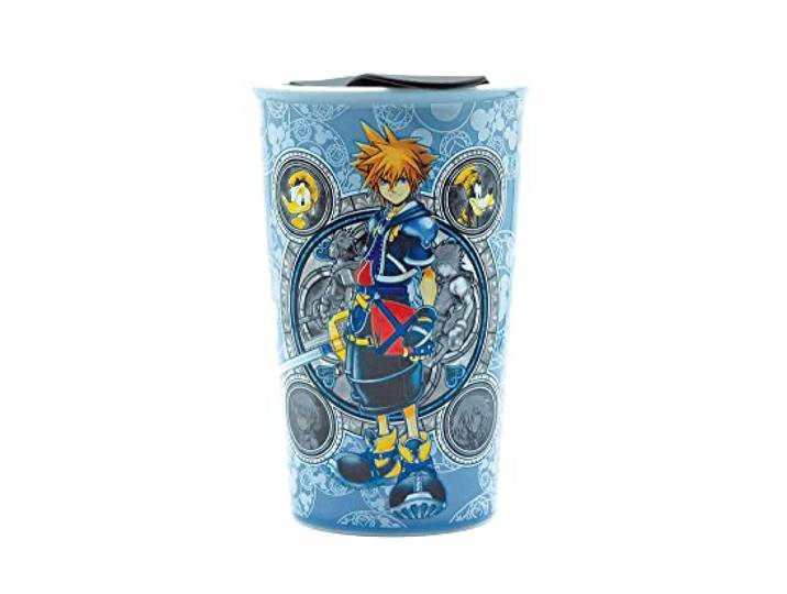 Silver Buffalo Kingdom Hearts Hero Portraits Keramik-Reisebecher mit Deckel, 284 ml