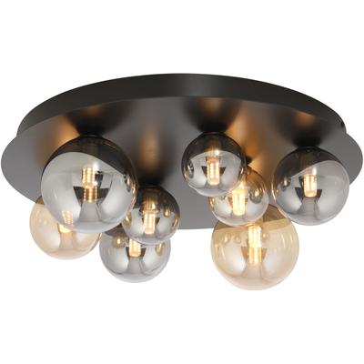 PAUL NEUHAUS LED Deckenleuchte "POPSICLE", schwarz, 8, Ø 48cm H: 15cm, 1 Stk., Leuchten, Rauch und Ambergläser in vers. Größen, LED Deckenleuchte