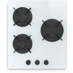 Klarstein Goldflame Gaskochfeld | 3-flammig mit elektrischer Zündung | Erdgas & LPG | 5800 W | 45 cm Weiß