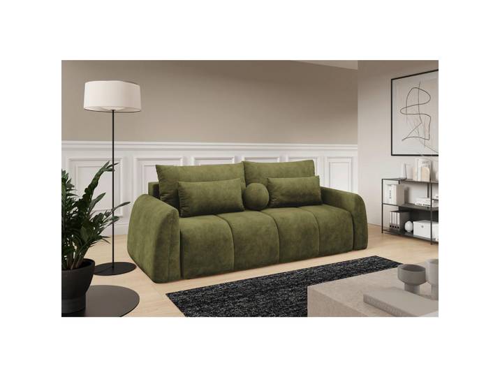 Livetastic Schlafsofa Geronimo, Olivgrün, Kunststoff, 3-Sitzer, Füllung: Polyurethan (Pur), Silikon,Polyurethan (Pur), Silikon,Polyurethan (Pur), Silikon, 252x93x167 cm, Made in EU, Wohnzimmer, Sofas & Couches, Schlafsofas, Schlafsofas mit Bettkasten