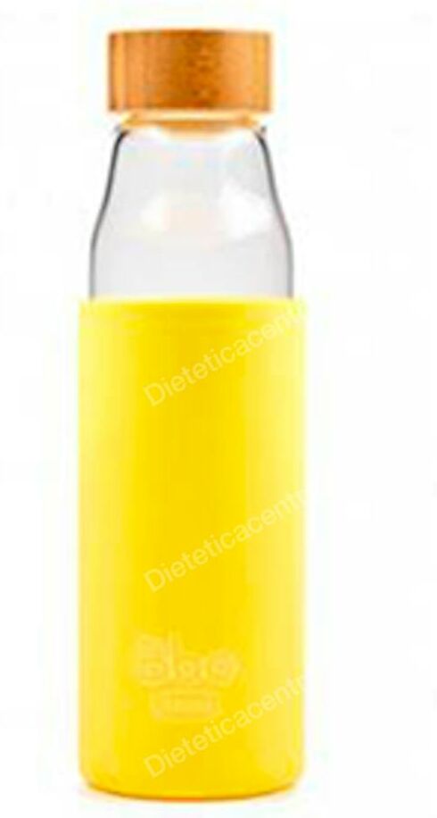 Irisana botella borosilicato tapon bambu amarillo 500ml