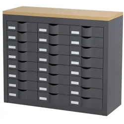 Paperflow Schubladenschrank - 8 Reihen je 3 Schübe grau, 87x75x33.5 cm