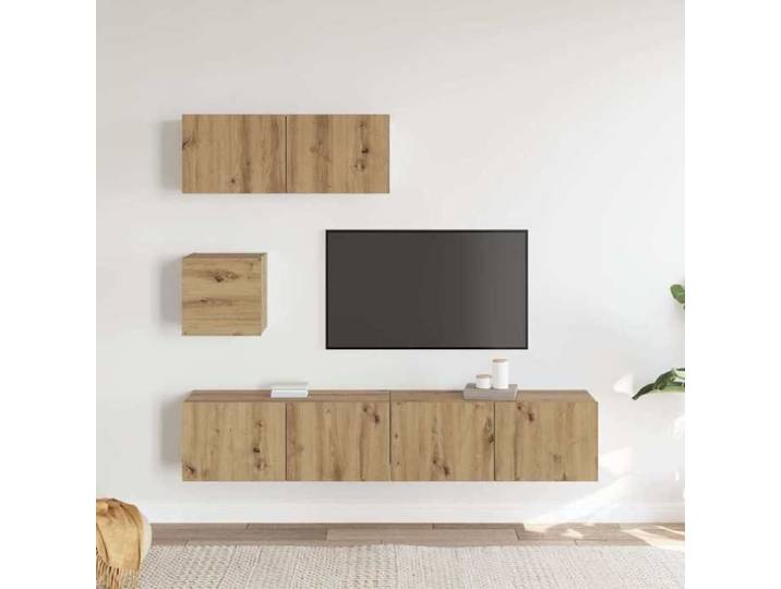Promo 2026 Jeu de meuble TV mural 4 pcs banc TV meuble hifi vidaxl TABLE TV chêne artisanal - M7906398