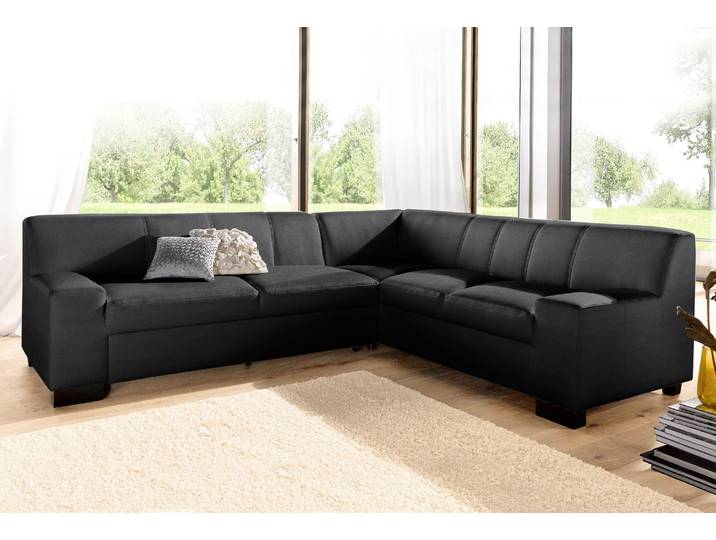 Ecksofa DOMO COLLECTION Norma Top, elegant & modern, flache Armlehnen, Breite 247cm, L-Form , schwarz, B:247cm H:77cm T:212cm, Sofas, Ecksofa, wahlweise mit Bettfunktion