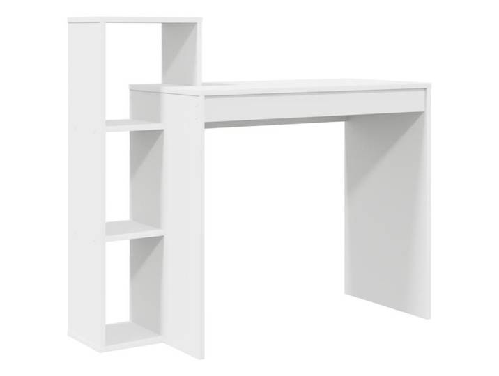 891493& Bureau-Travail-d'Étude d'ordinateur Blanc - Bois - Panneaux de particules Compact Rangement
