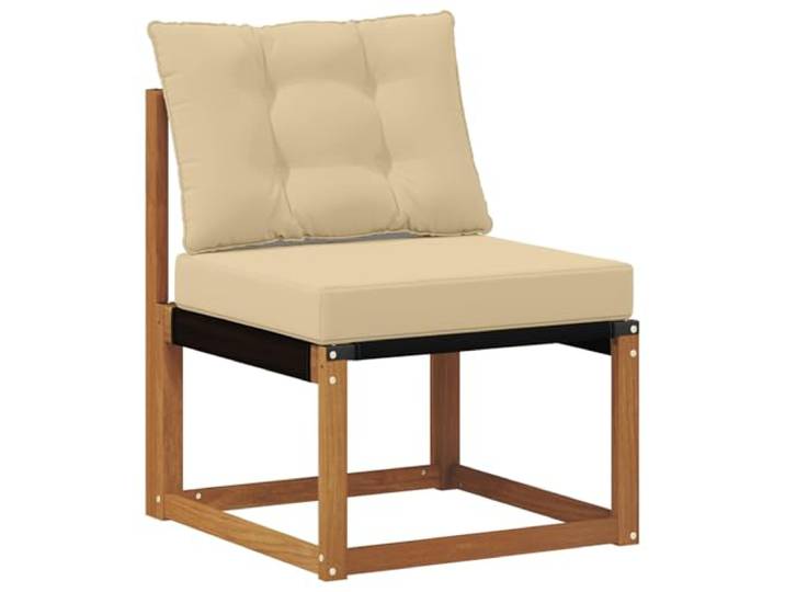 Coespram Massivholz Mittelsofa Outdoor Garten Modulsofa Natur Stabiles Akazienholz-Modul mit beigefügten Polstern für Flexibilität auf Terrasse, Balkon oder im Garten.