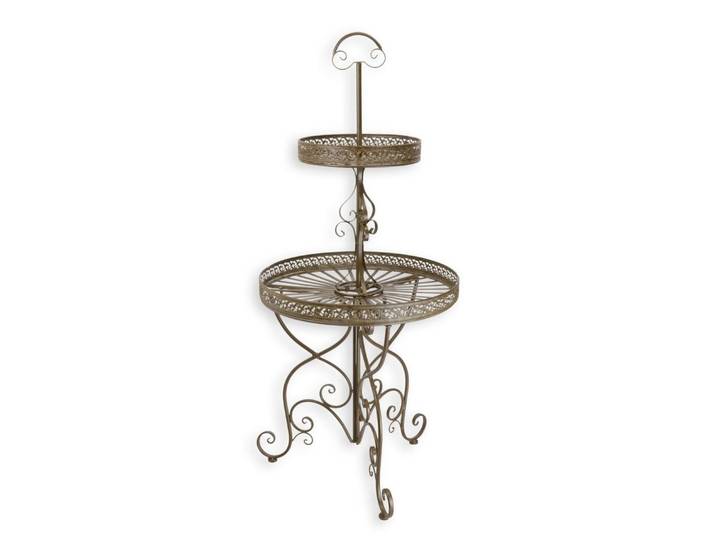 Aubaho Dekoobjekt Grosse Etagere aus Eisen 2-stufig braun Replikat Retro Design Dekorati