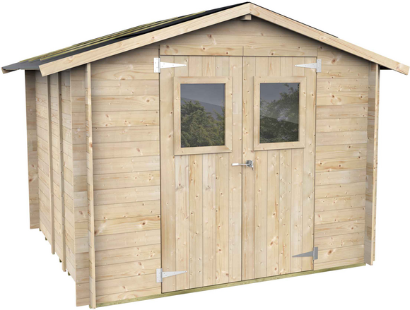 Alce Hobby 248x248  Gartenhaus aus Holz  Mit Fenstern und Doppelflügeltür  248x248x217 cm