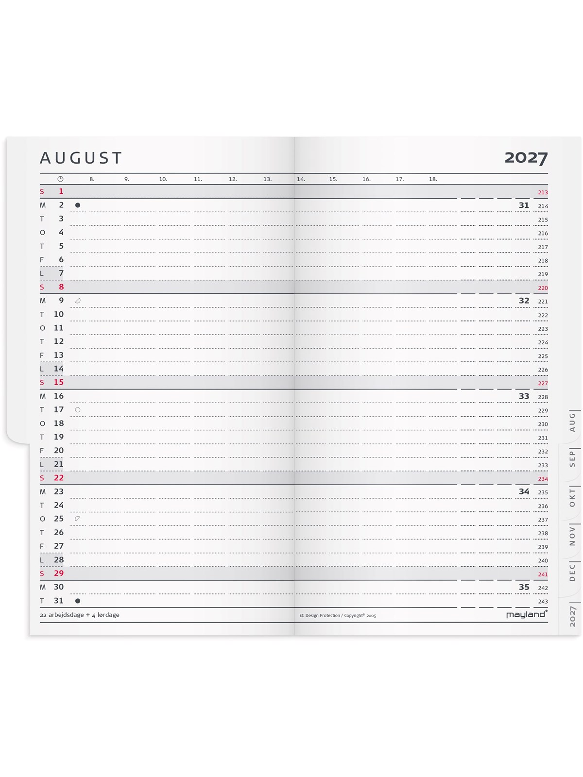 Mayland Index Planner mini månedskalender REFILL 2027