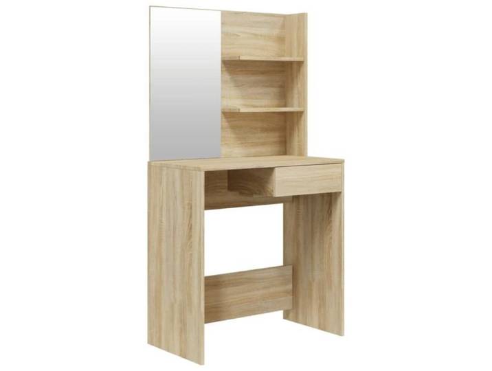 Coiffeuse - DILWE - Chêne sonoma - 74 5x40x141 cm - 1 tiroir - Miroir inclus