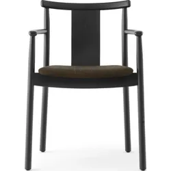 Merkur Stuhl dunkelbraun schwarze Eiche mit Armlehnen mit gepolstertem Sitz