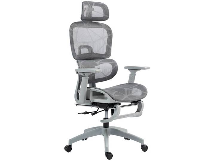 LIA Fauteuil de bureau chaise de bureau ergonomique en maille avec accoudoirs 3D dossier inclinable 66x64x122 cm gris