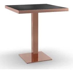 BIG Möbel GmbH Bistrotisch 80x80 cm – Dunkle Holzoptik & Roségold | Premium-Gastronomietisch für Café, Restaurant & Hotel