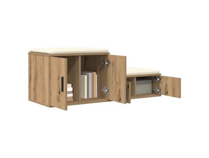 KTHLBRH Schrank 2 Stück Eiche Handwerk 127 x 41 x 40 cm Technisches Holz, 4 Türen, 2 Einlegeböden, schwarze Griffe, für Wohnzimmer oder Esszimmer