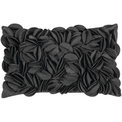 Dekokissen PAD "Dorothy", schwarz (anthrazit, unifarben), B:30cm L:50cm, Polyester, Wolle, Dekokissen_Sitzkissen_Kissenhüllen, 3D