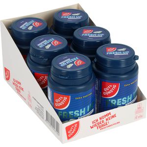 Gut&Günstig Kaugummis Fresh Up Euka Menthol, zuckerfrei, im Thekendisplay, 6x 50 Dragees