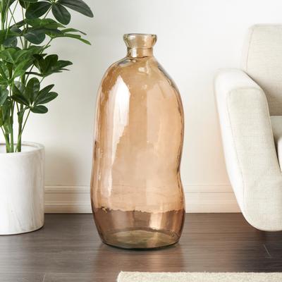 ARCILLA ELEMENTAL Brown Recycled Glass Spanish Bottle Decorative Vase