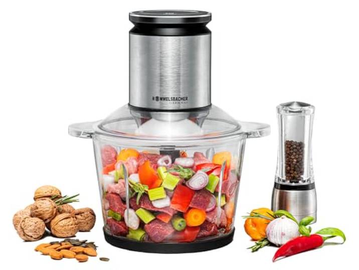 ROMMELSBACHER Multi Zerkleinerer MZ 800, 2,7 Liter Glasbehälter, 22-stufige Drehzahlregulierung, kraftvoller Motor, 9-flügeliges Edelstahl-Spezialmesser, Messerachse und Motorkupplung aus Edelstahl