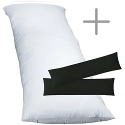 EXKLUSIV HEIMTEXTIL 1 x Füllkissen 40x80 cm + Jersey Kissenbezug 2er Set  40 x 80 cmSchwarz
