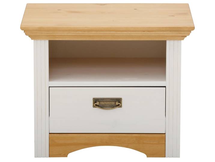 Nachtkonsole GOODPRODUCT Konrad, Nachtkommode, Nako, im Landhausstil, rustikal , weiss (weiß, honig, honig), B:56cm H:45cm T:39cm, Sideboards, Nachtkonsole, aus massiver, FSC-zertifizierter Kiefer