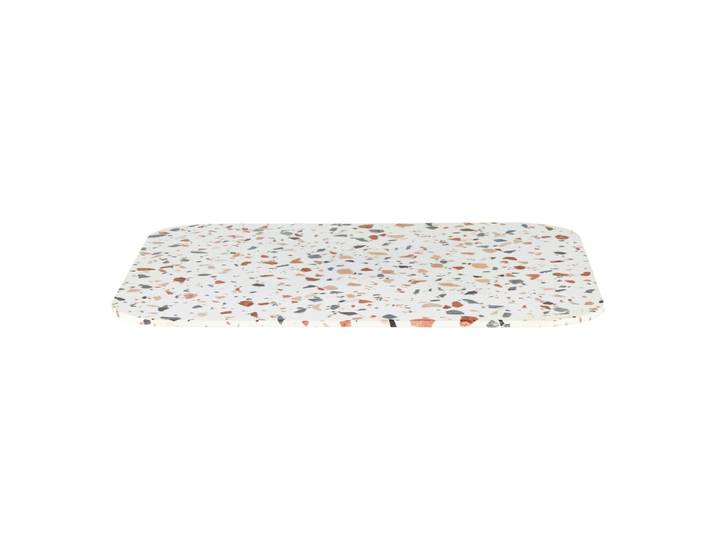 Professionelle Tischplatte für den Innenbereich aus gehärtetem Glas in Terrazzo-Optik, für 2 Personen, L70