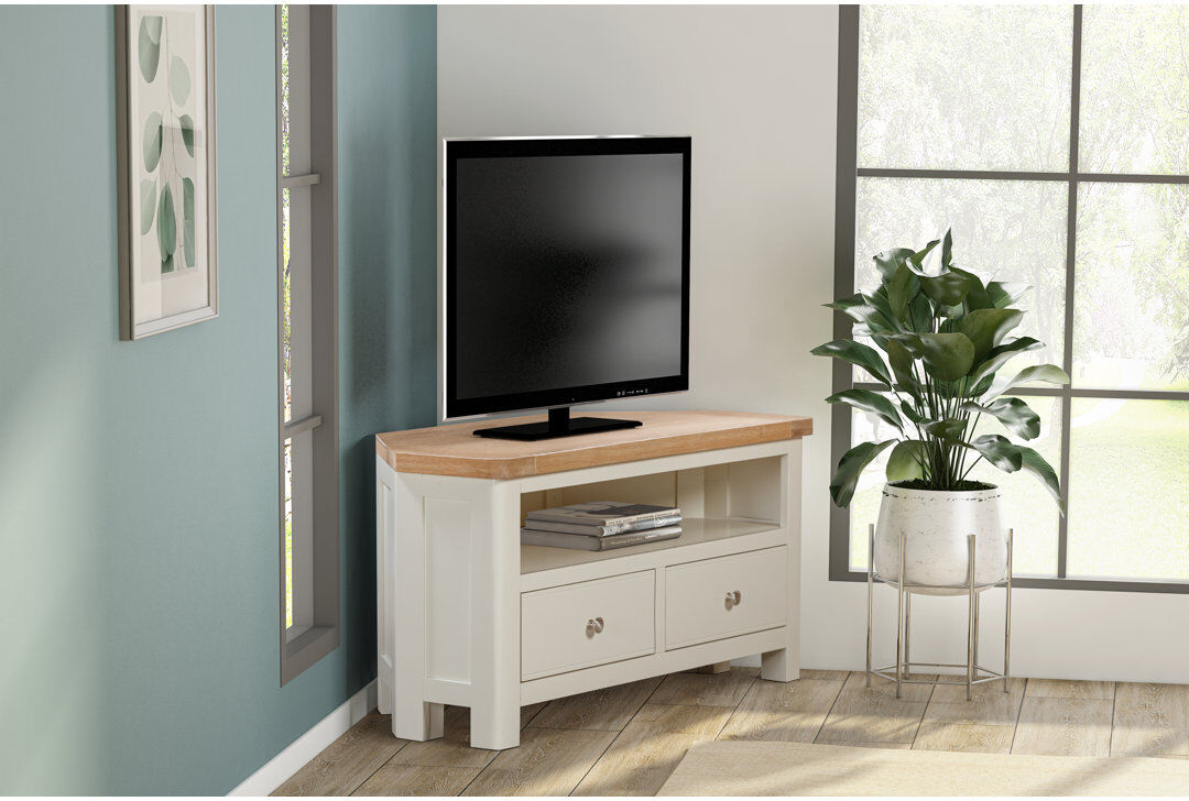 Gracie Oaks Aemon Corner Tv Unit White;Oak Wood 49"