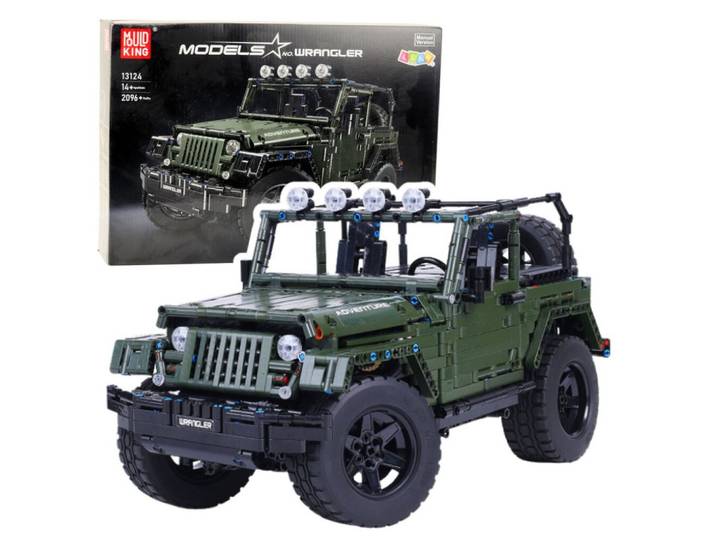 LEAN TOYS Spiel Lean Bauklötze Terrain Auto Grün Khaki 2078 El.