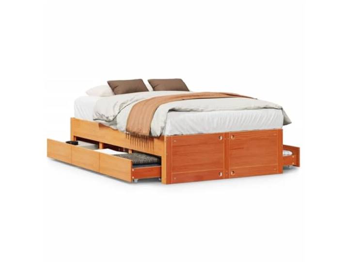 PUGYNBK Bett ohne Matratze mit Schubladen aus Kiefernholz, 120 x 190 cm Lattenrost inklusive, stabile Füße, integrierte Aufbewahrung, stabile Struktur für Schlafzimmer
