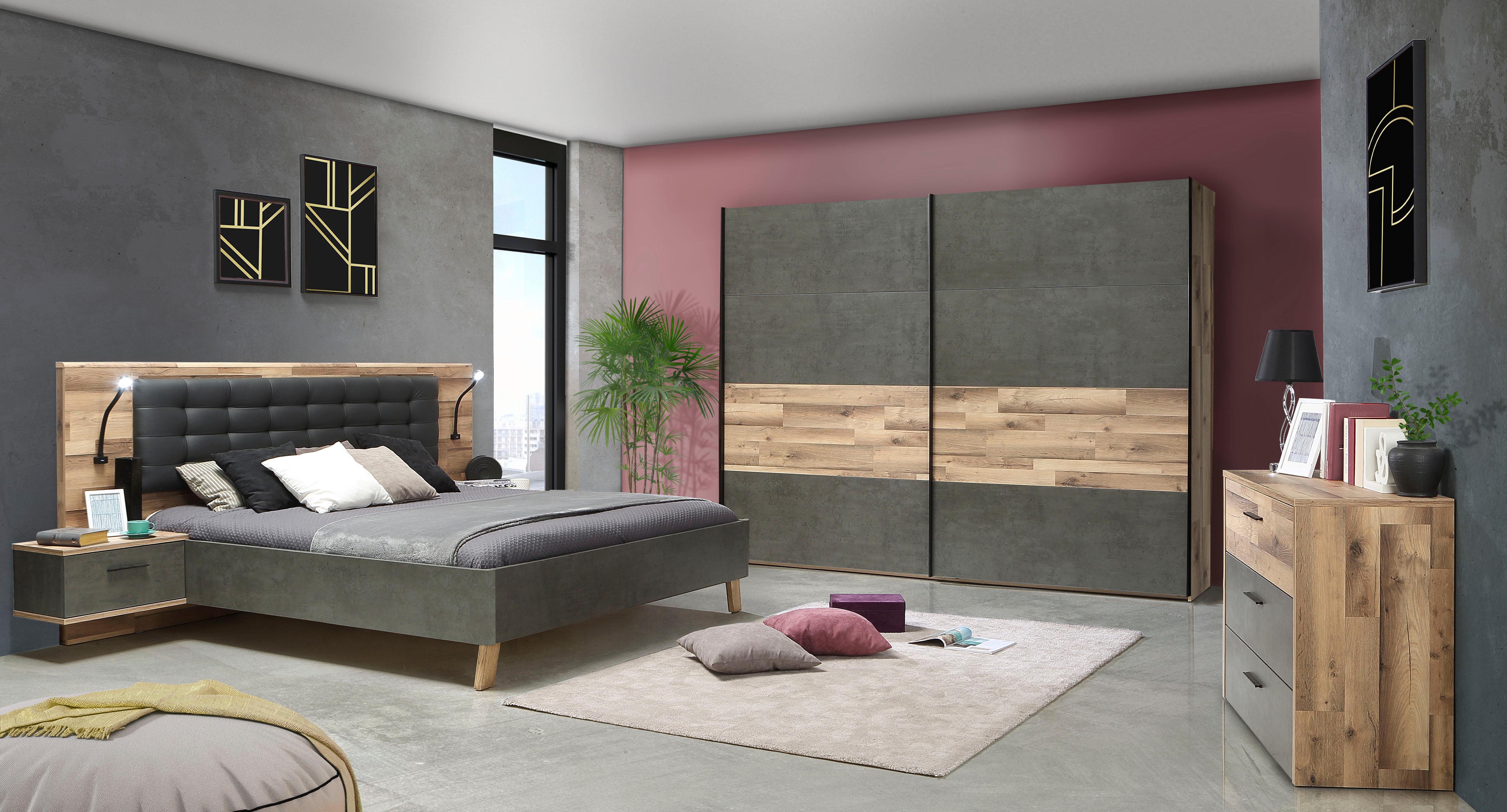 Schwebetürenschrank FORTE "Ricciano", grau (stabeichefarben, betonfarben dunkelgrau), B:270cm, Schränke, Schwebetürenschrank, in diversen Ausführungen stabeichefarben, betonfarben dunkelgrau B/H/T: 270cm