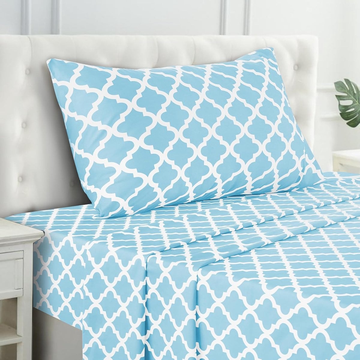 4-delige hypoallergene microvezel lakenset voor tweepersoons - Aqua Blauw