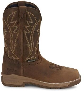 "Justin Original Workboots Nitread 11"" WP Square Composite Toe - Mens 9 Brown Boot D"