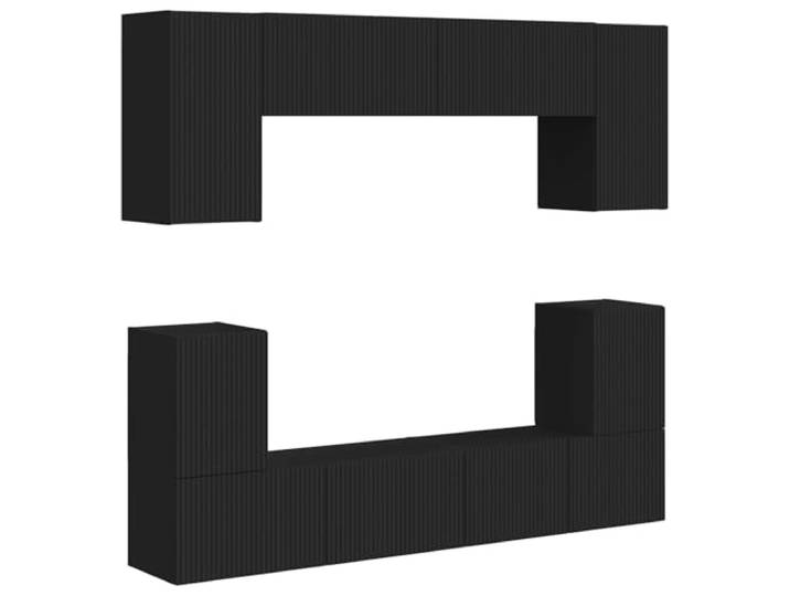 GKHPYURE TV-Möbel-Set, Wandmontage, 5 Stück, Schwarz, Holz, mehrschichtig 7 Türen, 1 Regal, platzsparendes Design, ausführliche Anleitung, für Wohnzimmer