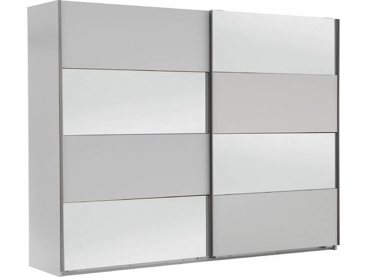 Schwebetürenschrank, Weiß, 270×210×65 cm, Mit Teilspiegel, Landhaus, Wimex