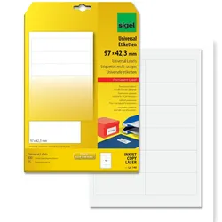 Sigel LA140 Universal-Etiketten, 97 x 42,3 mm, weiß, 300 Etiketten
