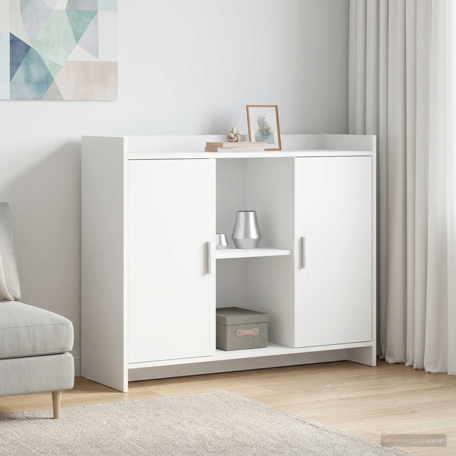 vidaXL Aparador Blanco 98,5 x 33 x 80 cm Madera de ingeniería Blanco