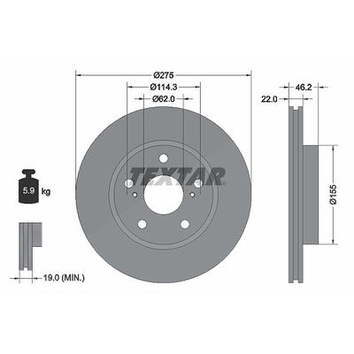 Textar Bremsscheibe [Hersteller-Nr. 92163803] für Toyota