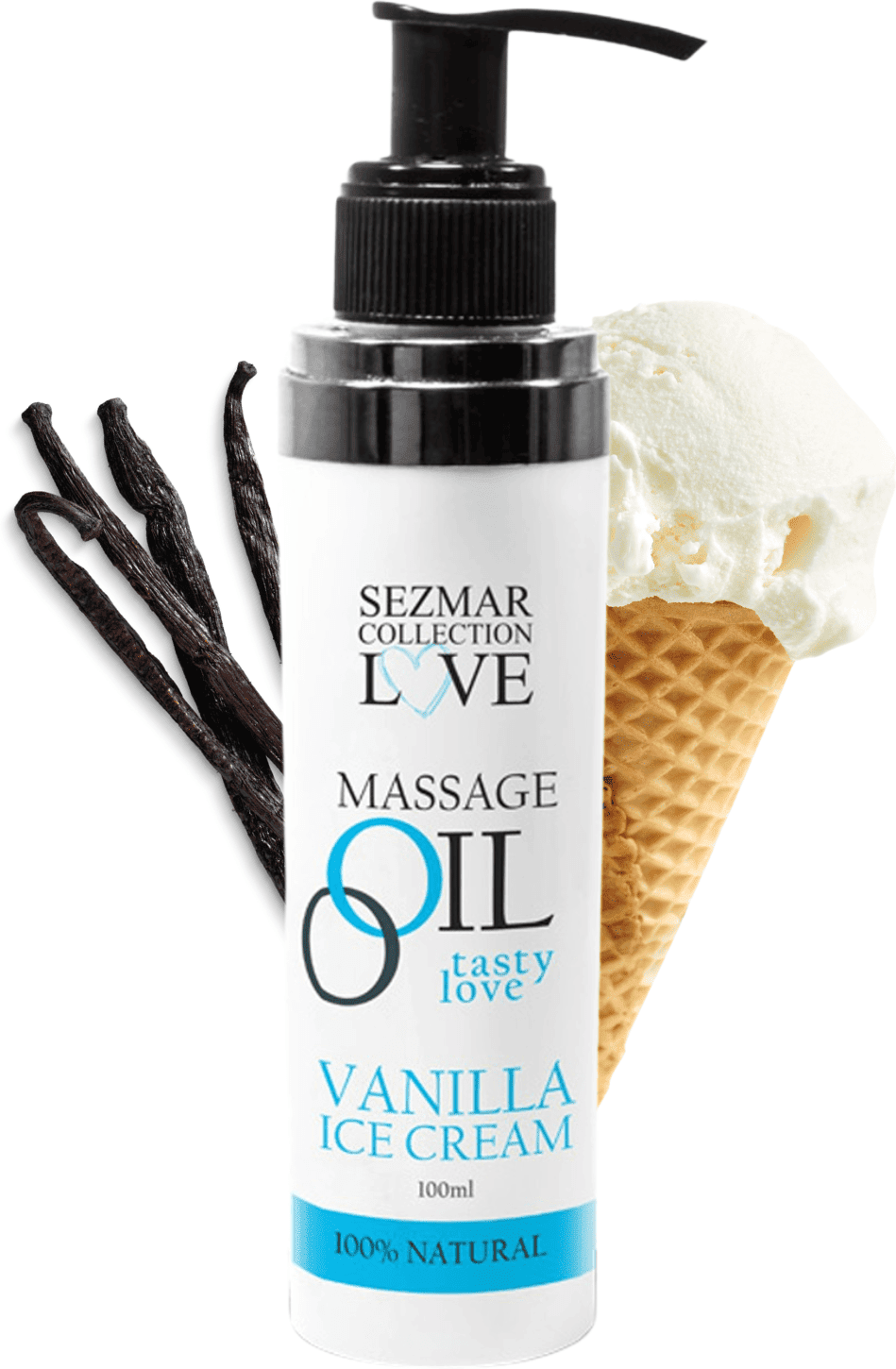 SEZMAR Huile de massage comestible parfum Vanille ice Cream - 100ml