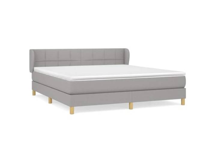 Makastle Boxspringbett mit Matratze Hellgrau 180x200 cm Polyester-Stoffbezug