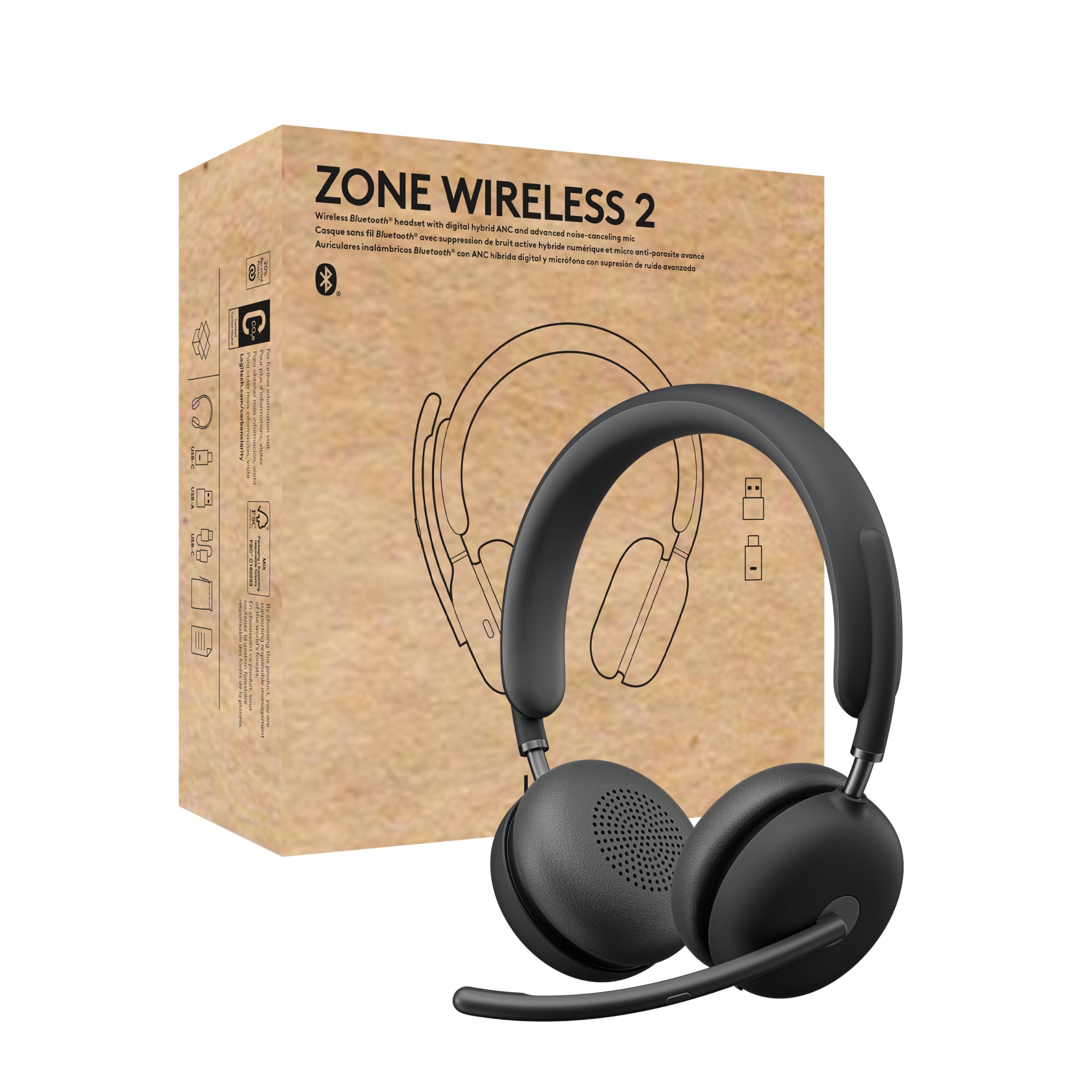 Logitech Zone 2 Headset kabellos (Bluetooth) Dunkelgrau