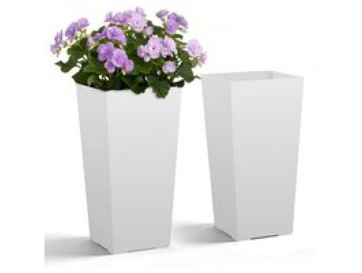 VEVOR Pflanztopf 300x300x550 mm 2er-Set, Blumentopf, Blumenkübel, PP-Pflanzgefäß, Planzkübel, Pflanzkasten mit Innentopf, Geeignet für Zimmer- & Gartenpflanzen, weiß