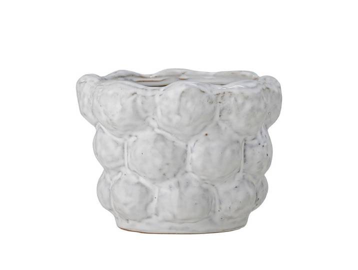 Blumentopf Clowd – weißes Steingut - Weiß - Luxusbetten24